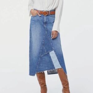 Frame Denim Asymmetrical Patchwork Midi Skirt